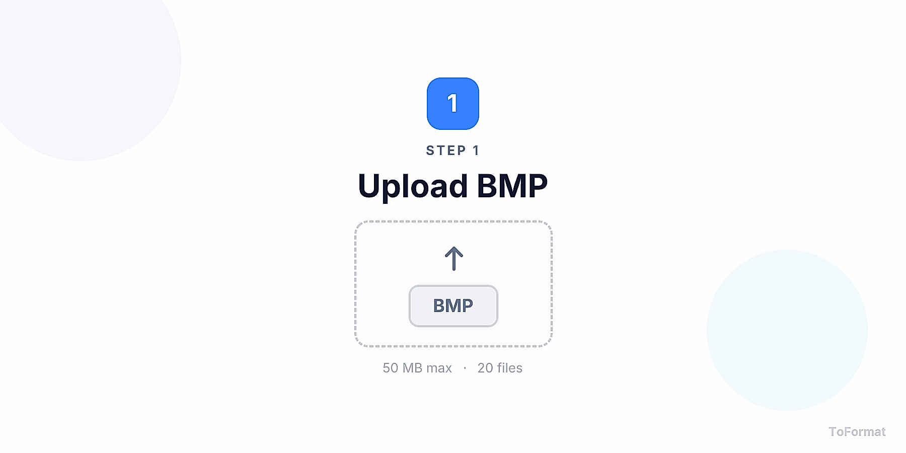 Step 1 — uploading BMP file for BMP to HEIF conversion on ToFormat