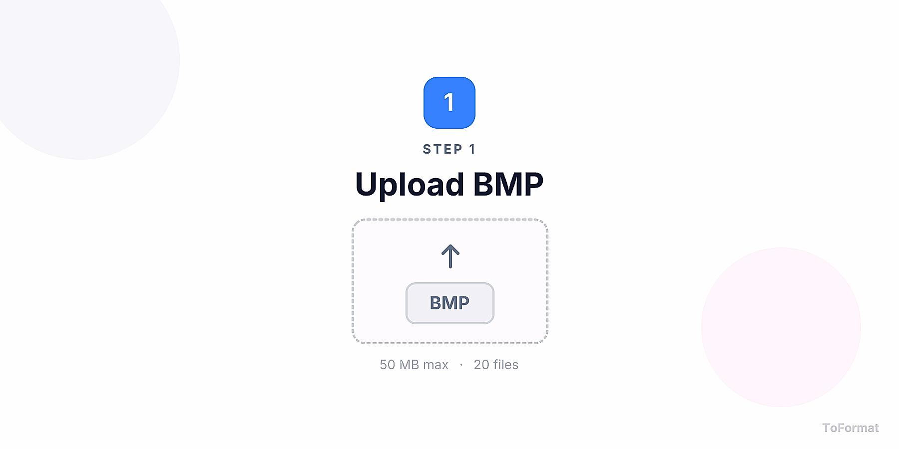 Step 1 — uploading BMP file for BMP to ICO conversion on ToFormat