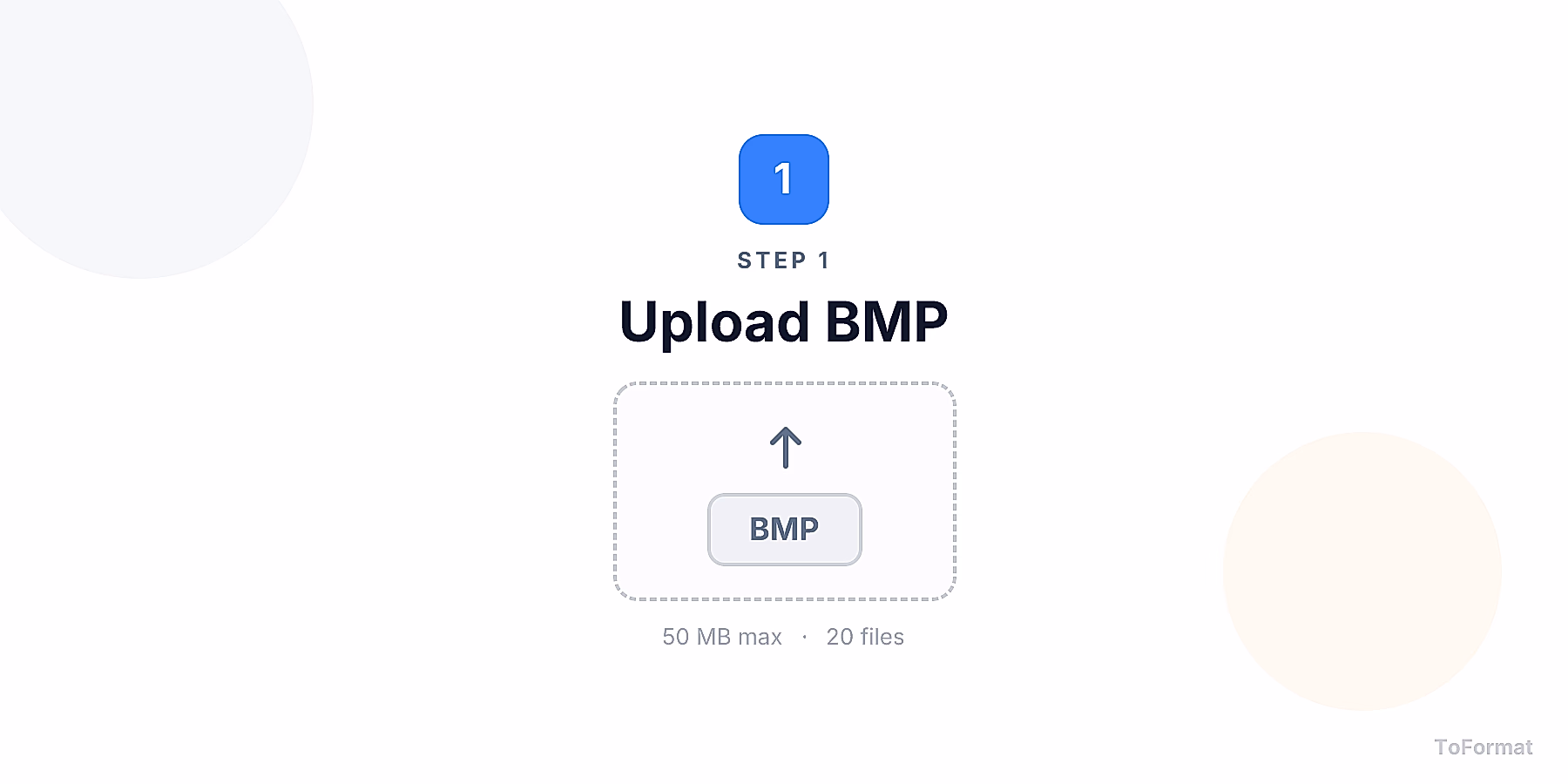 Step 1 — uploading BMP file for BMP to JPG conversion on ToFormat