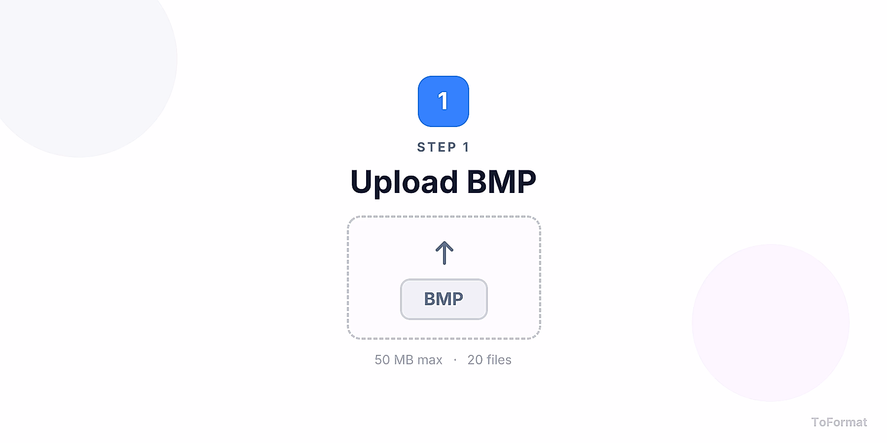 Step 1 — uploading BMP file for BMP to QOI conversion on ToFormat