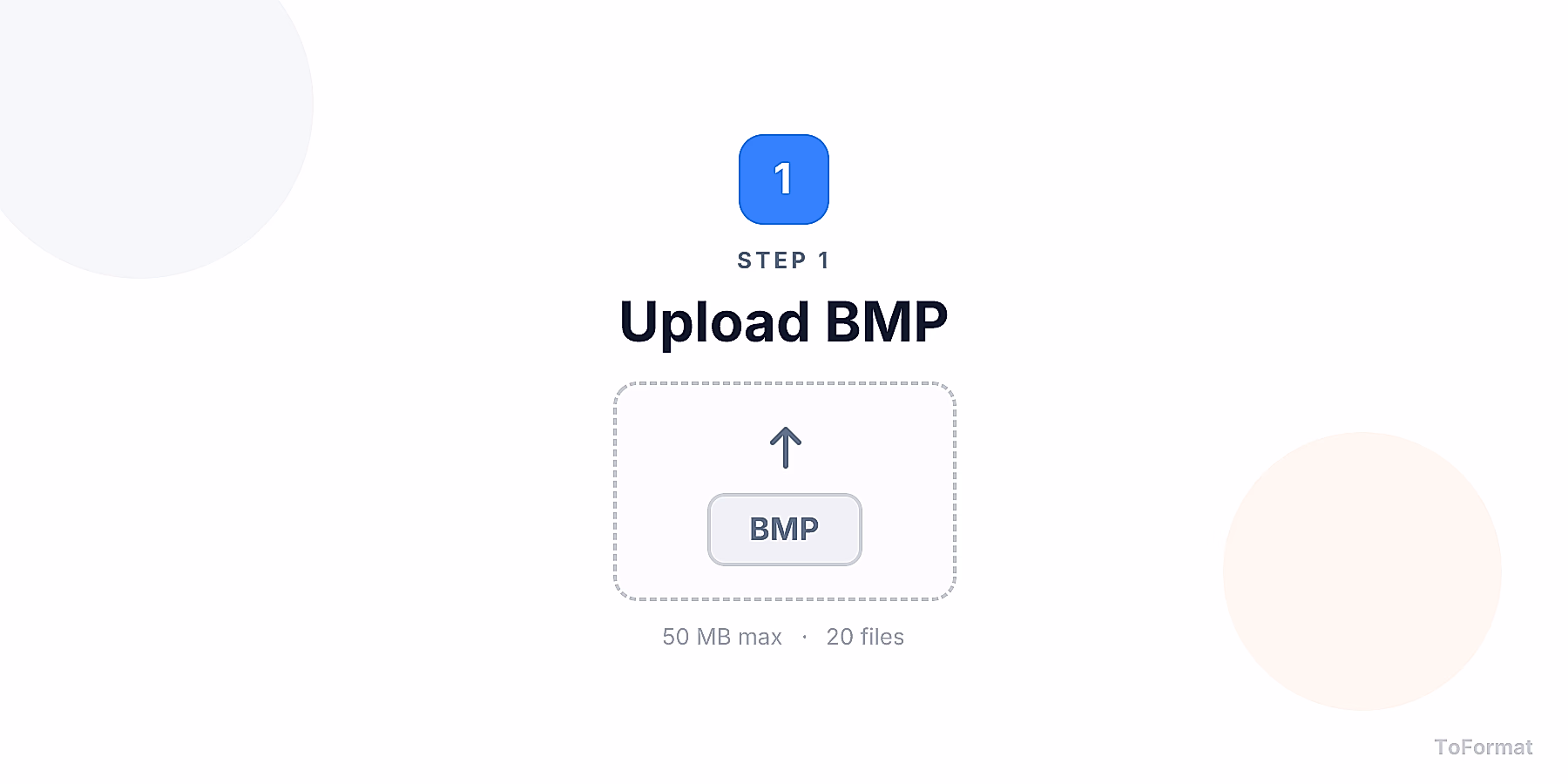 Step 1 — uploading BMP file for BMP to SVG conversion on ToFormat