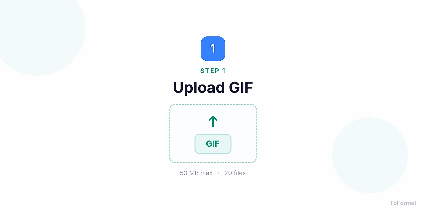 Step 1 — uploading GIF file for GIF to HEIF conversion on ToFormat