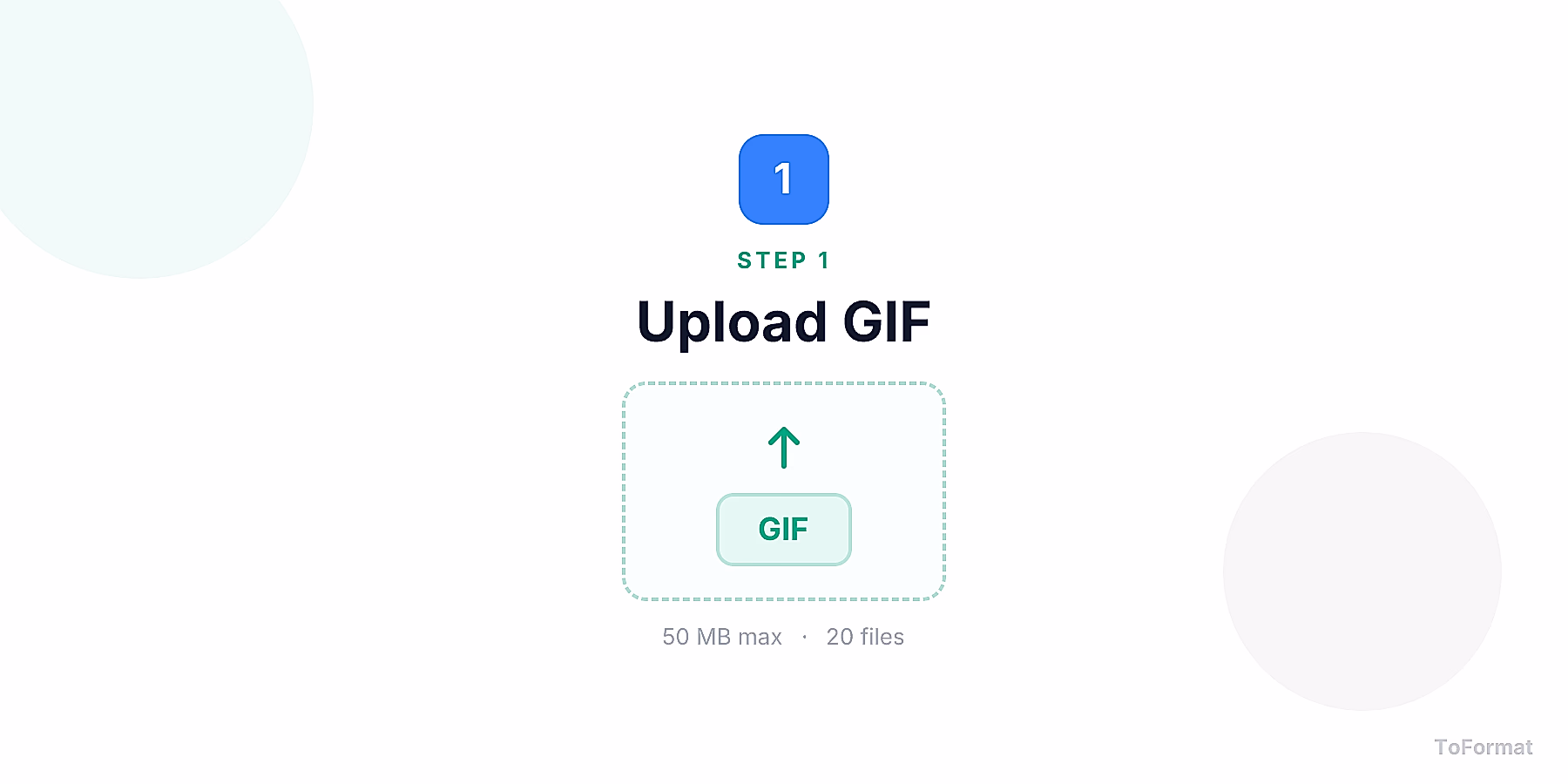 Step 1 — uploading GIF file for GIF to TGA conversion on ToFormat