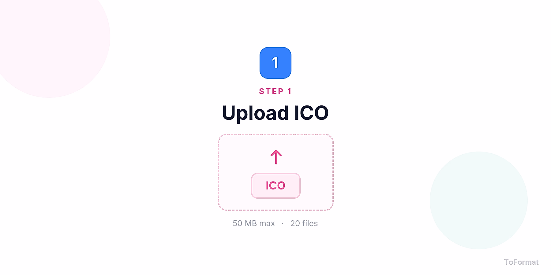 Step 1 — uploading ICO file for ICO to GIF conversion on ToFormat