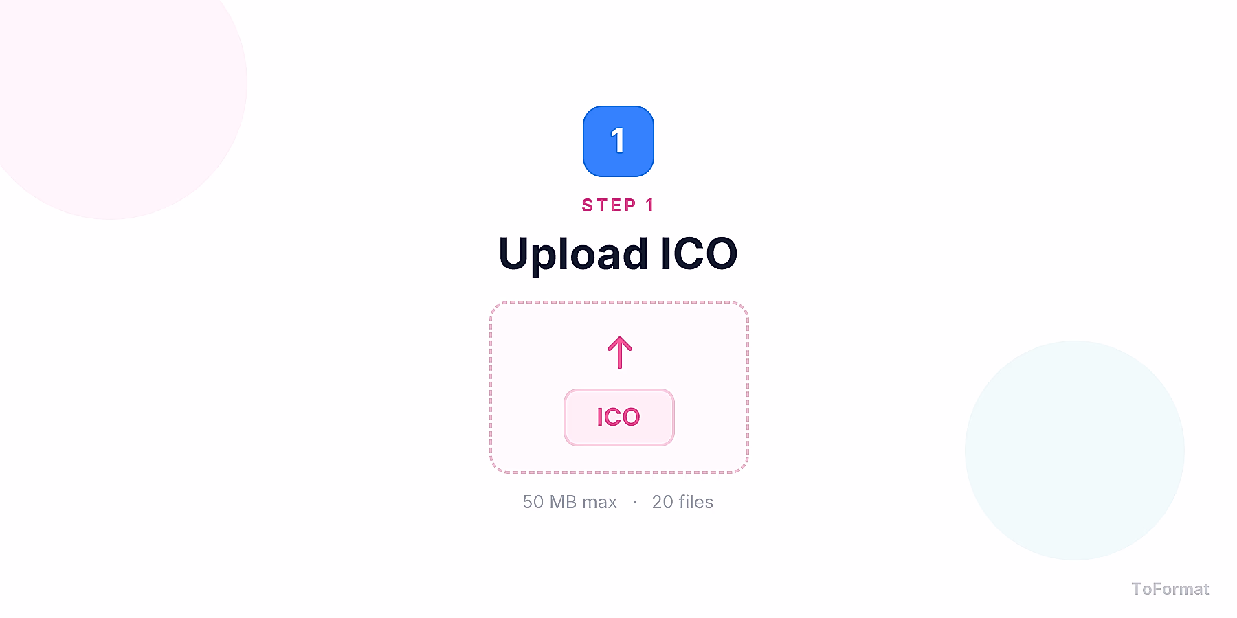 Step 1 — uploading ICO file for ICO to HEIF conversion on ToFormat