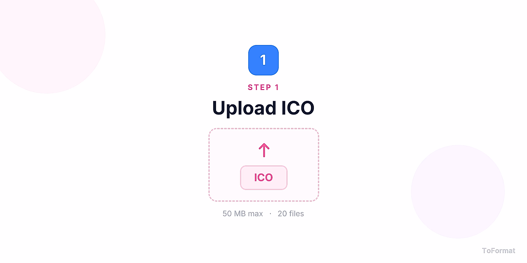 Step 1 — uploading ICO file for ICO to QOI conversion on ToFormat