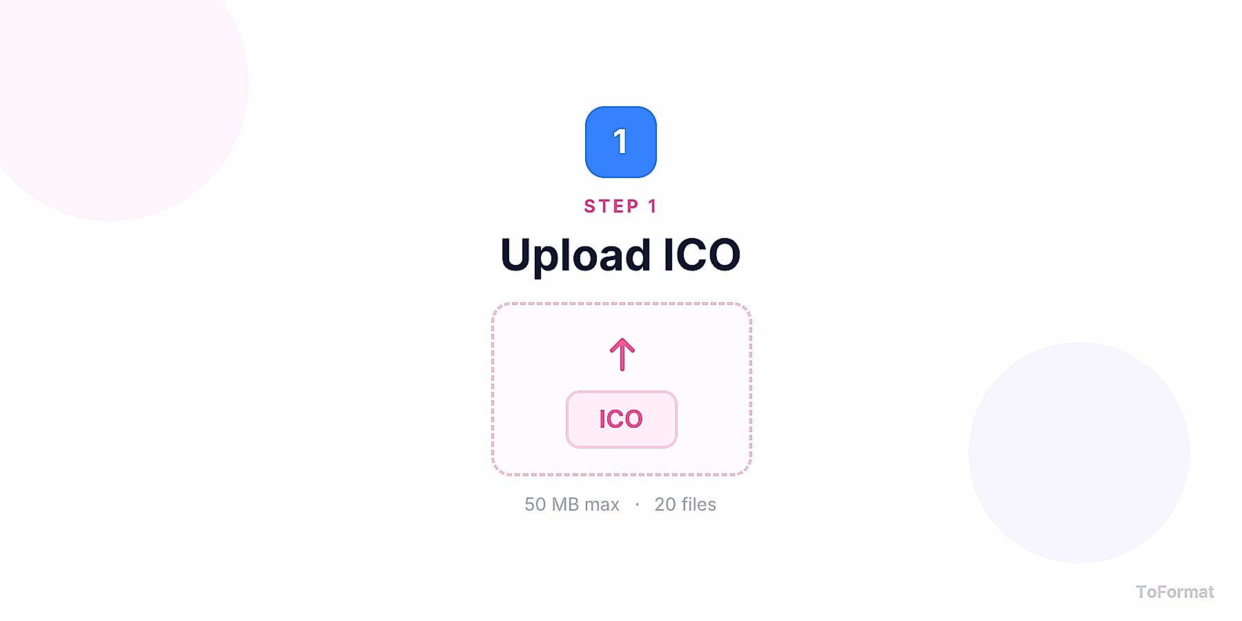 Step 1 — uploading ICO file for ICO to TIFF conversion on ToFormat