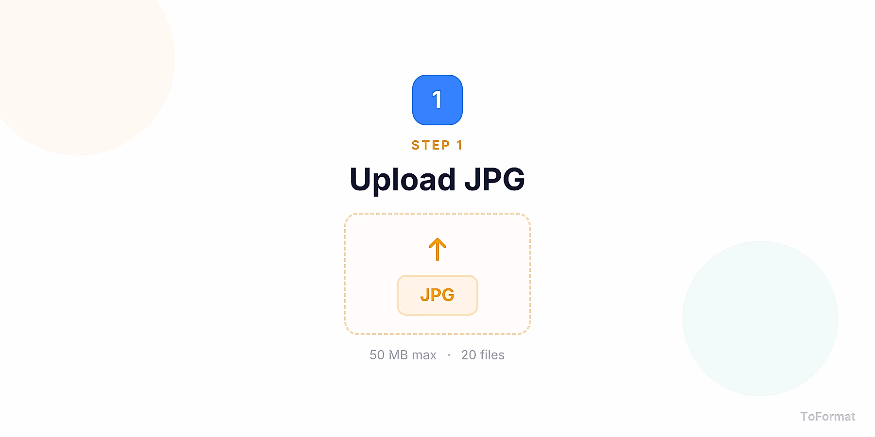 Step 1 — uploading JPG file for JPG to GIF conversion on ToFormat