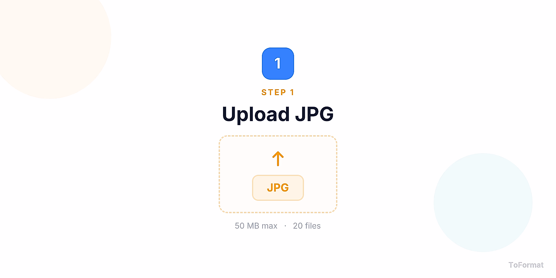 Step 1 — uploading JPG file for JPG to HEIF conversion on ToFormat