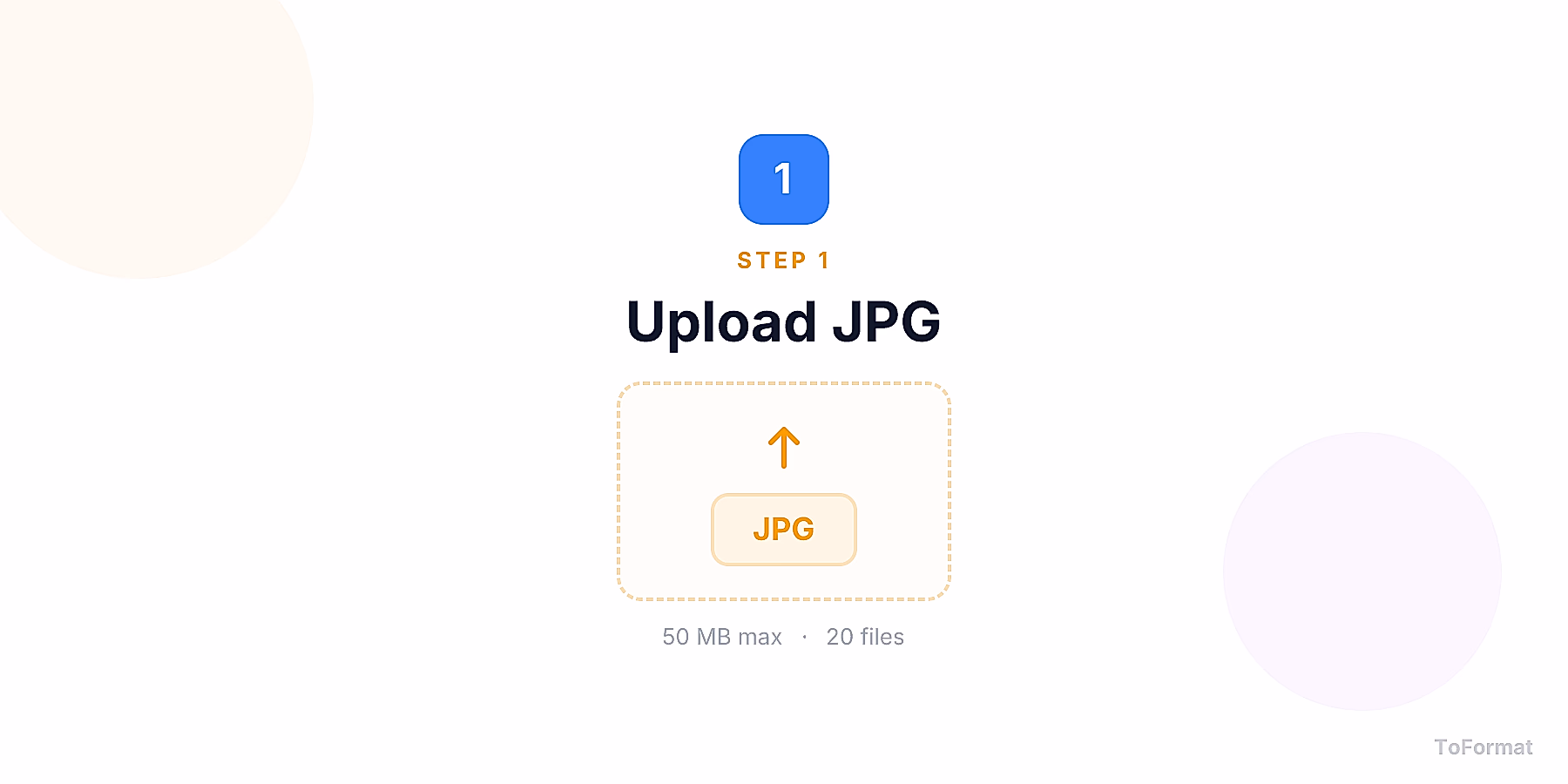 Step 1 — uploading JPG file for JPG to QOI conversion on ToFormat