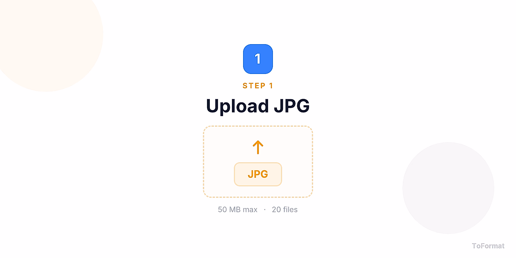 Step 1 — uploading JPG file for JPG to TGA conversion on ToFormat