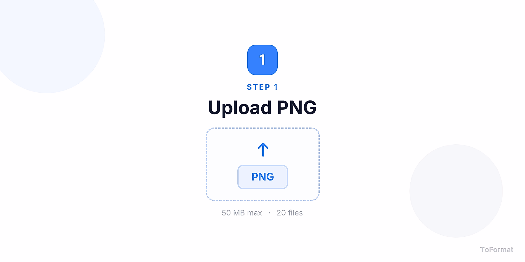 Step 1 — uploading PNG file for PNG to BMP conversion on ToFormat