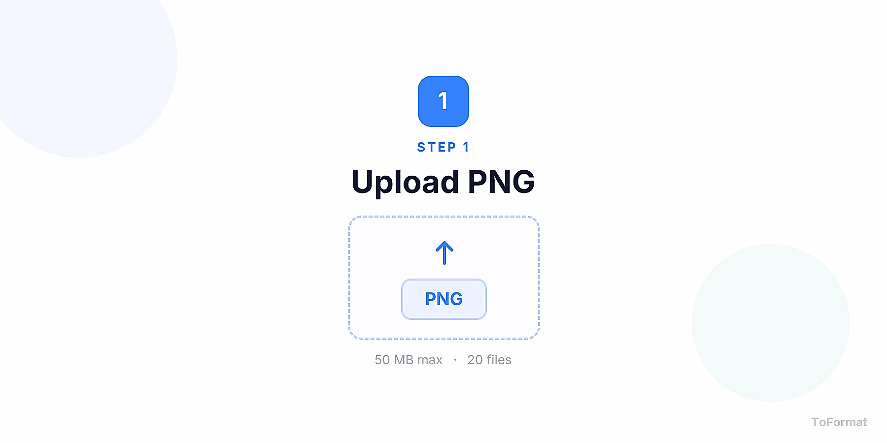 Step 1 — uploading PNG file for PNG to GIF conversion on ToFormat