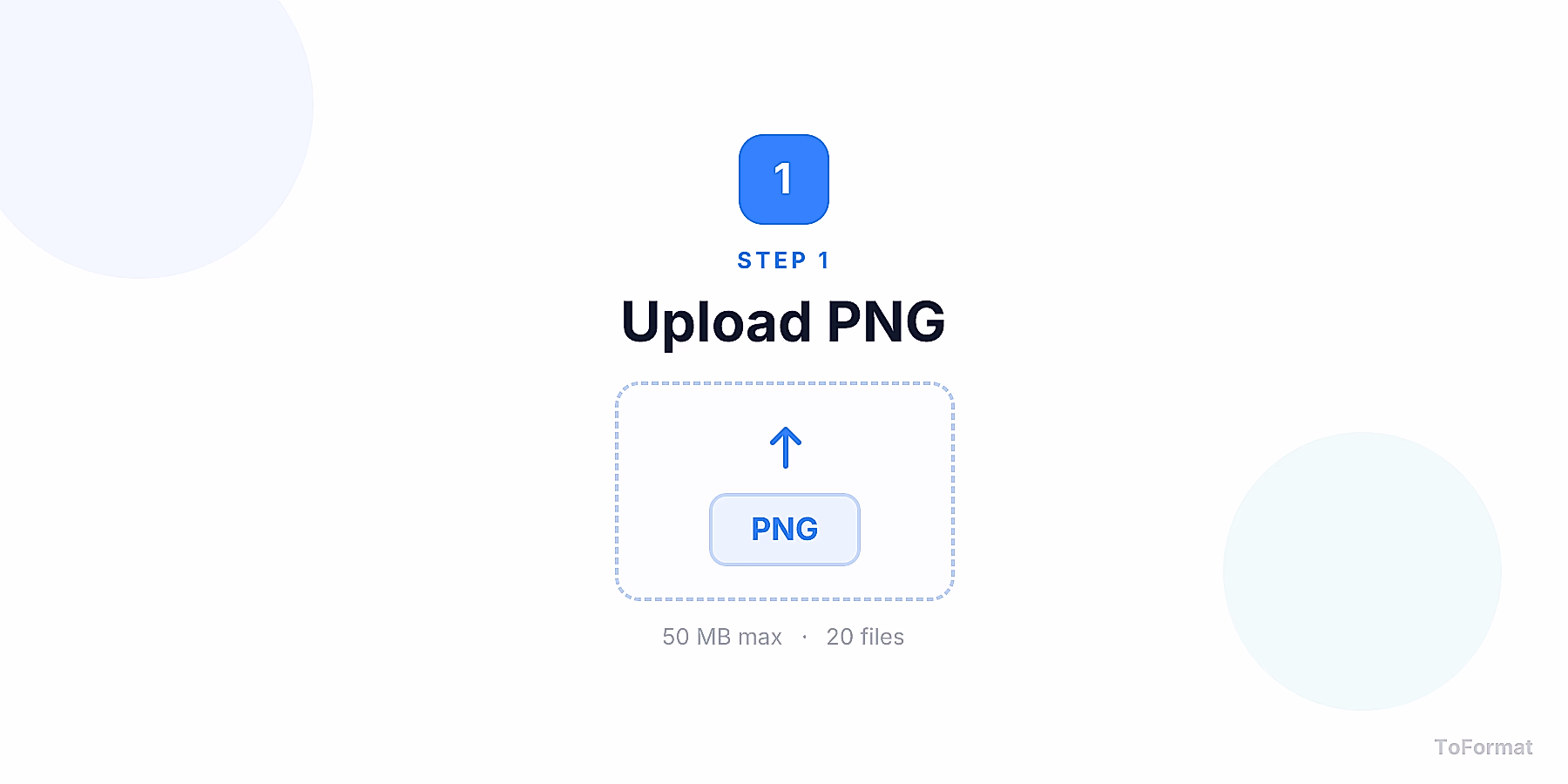 Step 1 — uploading PNG file for PNG to HEIF conversion on ToFormat