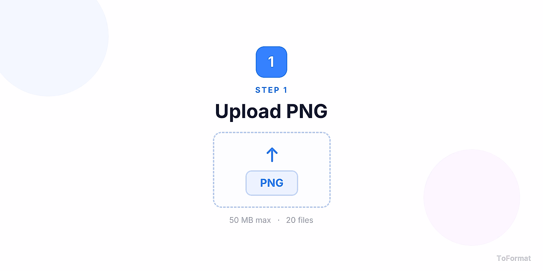 Step 1 — uploading PNG file for PNG to QOI conversion on ToFormat