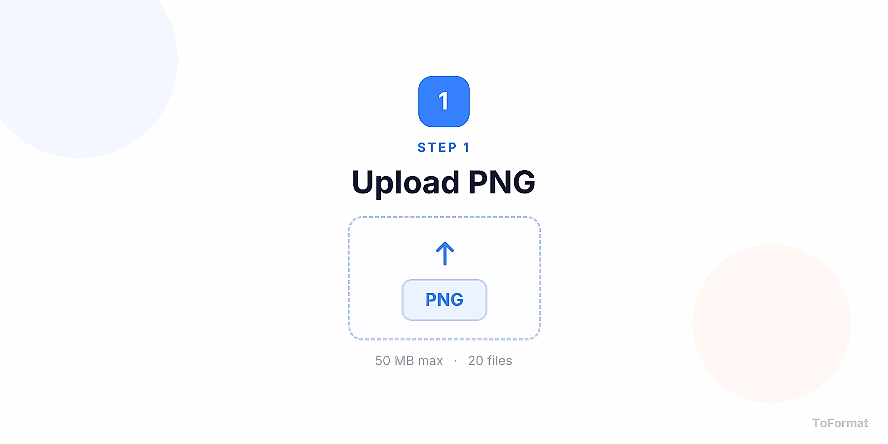 Step 1 — uploading PNG file for PNG to SVG conversion on ToFormat