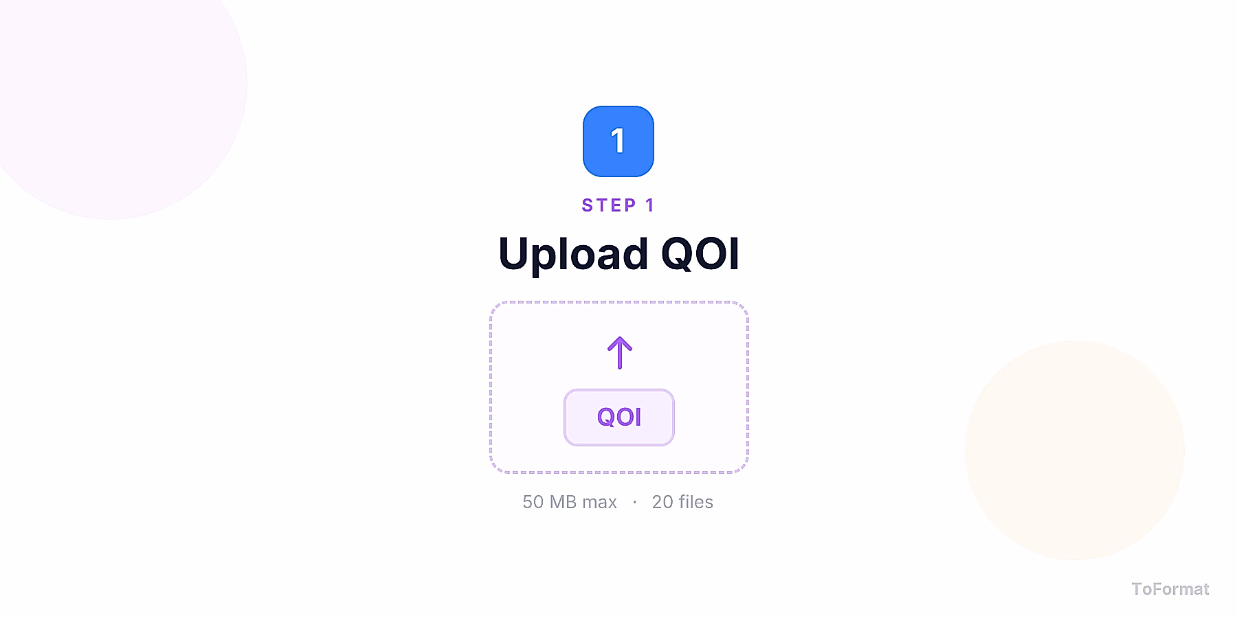 Step 1 — uploading QOI file for QOI to JPG conversion on ToFormat