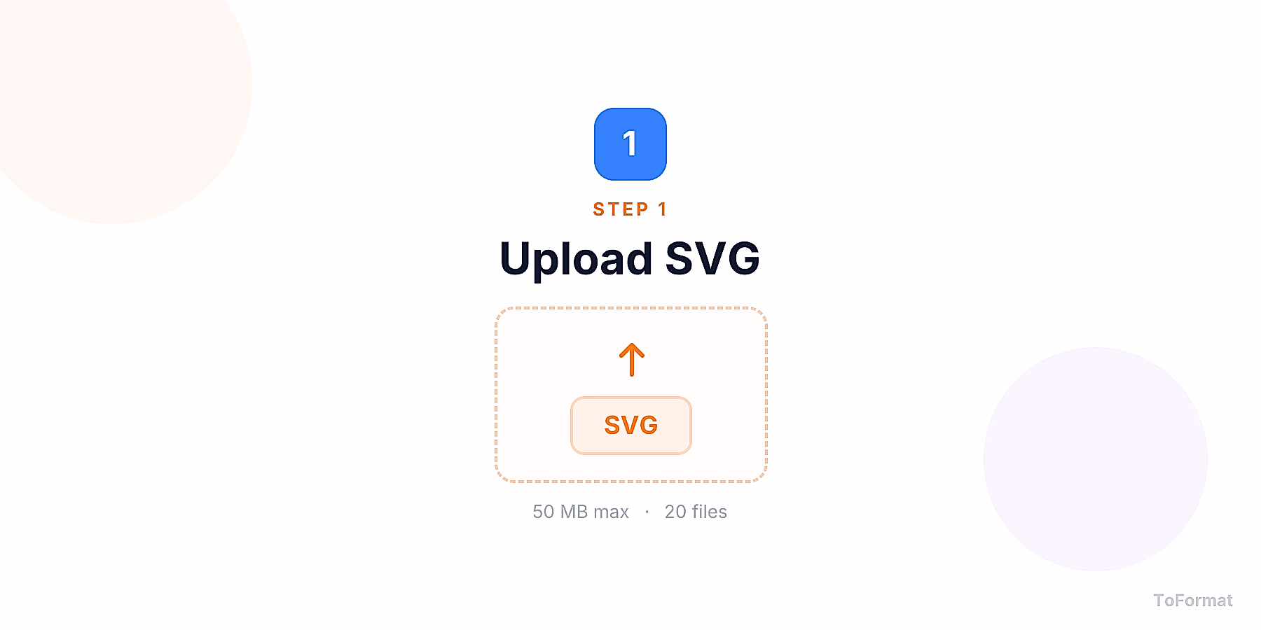 Step 1 — uploading SVG file for SVG to WEBP conversion on ToFormat