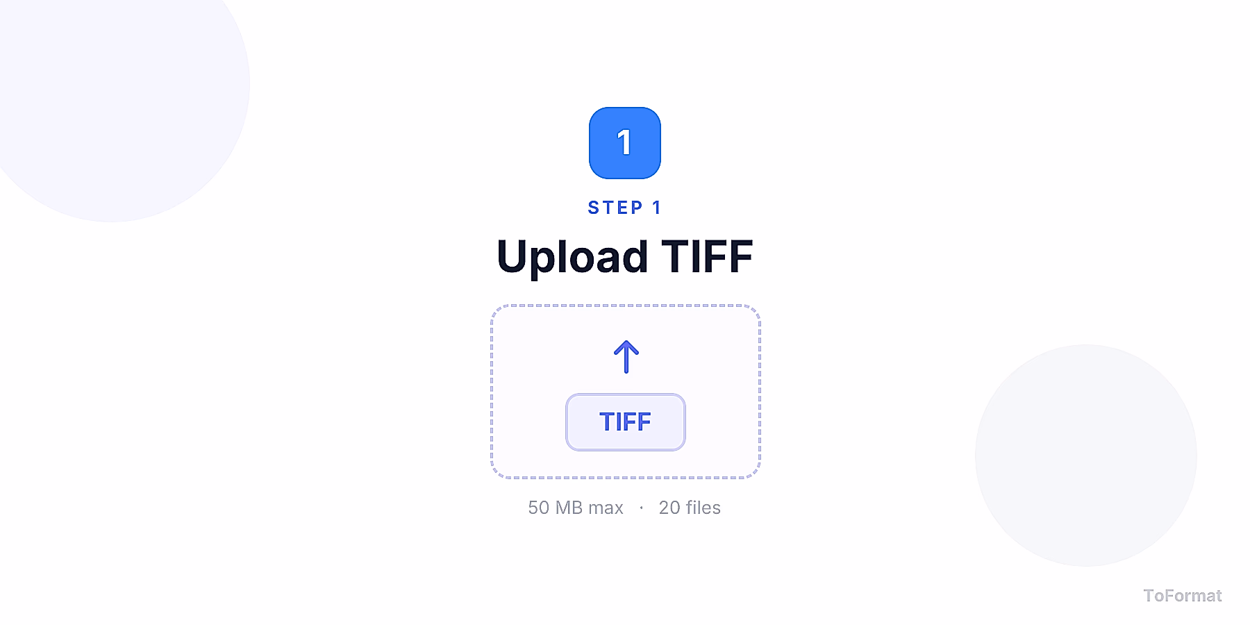 Step 1 — uploading TIFF file for TIFF to BMP conversion on ToFormat
