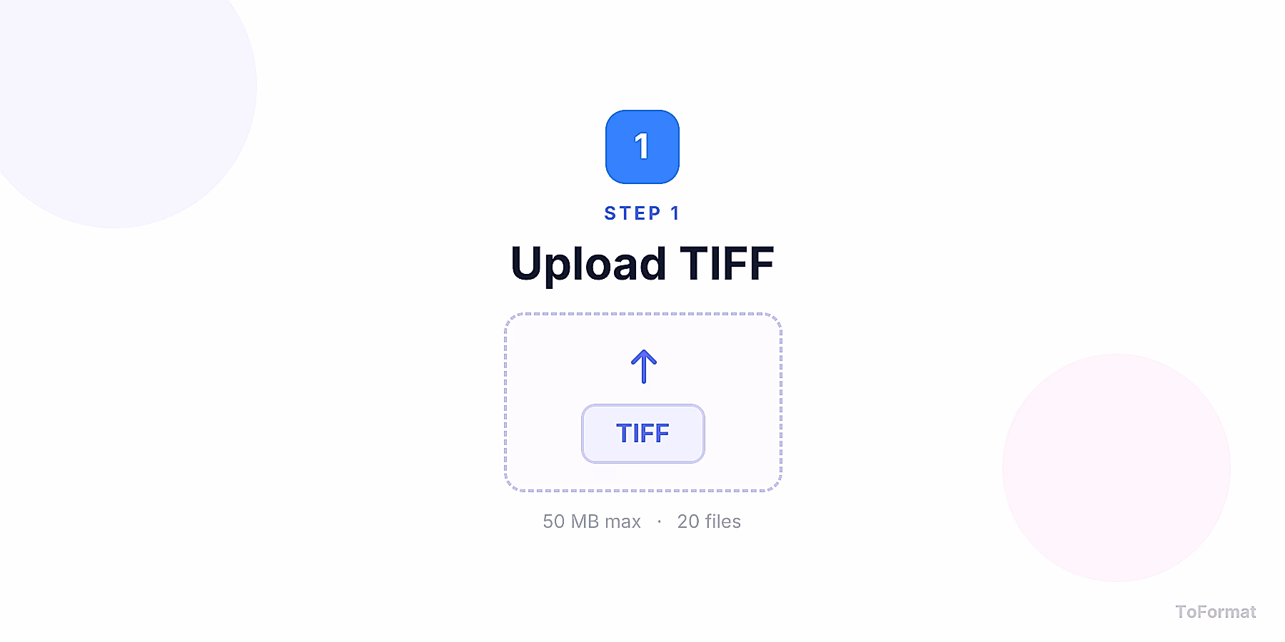 Step 1 — uploading TIFF file for TIFF to ICO conversion on ToFormat