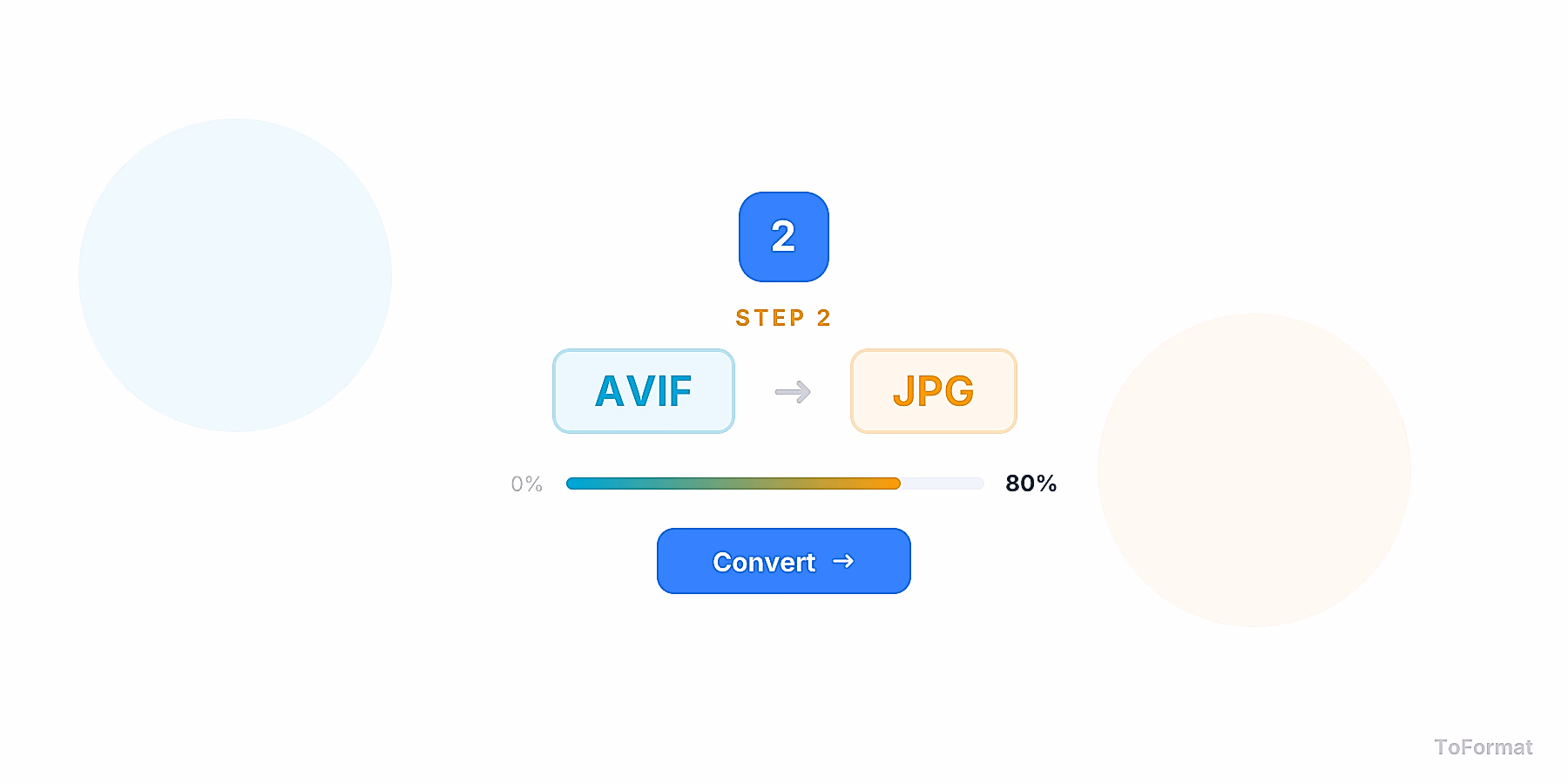 Step 2 — converting AVIF to JPG, quality settings for AVIF to JPG on ToFormat