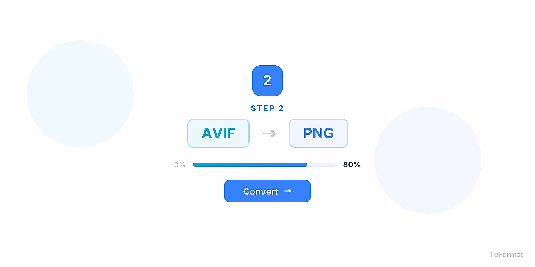 Step 2 — converting AVIF to PNG, quality settings for AVIF to PNG on ToFormat