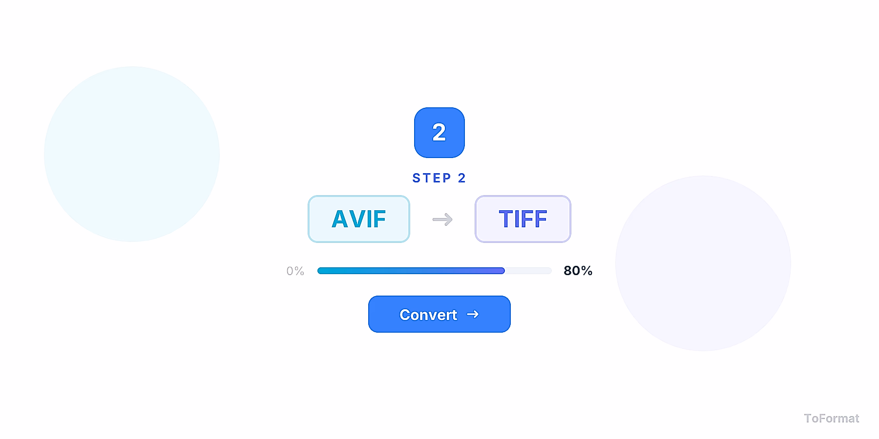 Step 2 — converting AVIF to TIFF, quality settings for AVIF to TIFF on ToFormat
