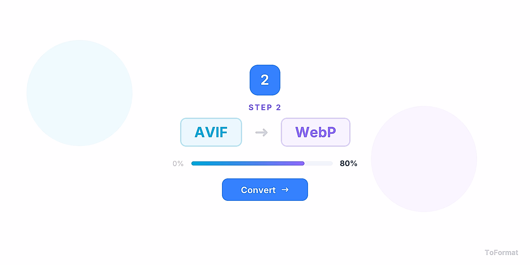 Step 2 — converting AVIF to WEBP, quality settings for AVIF to WEBP on ToFormat