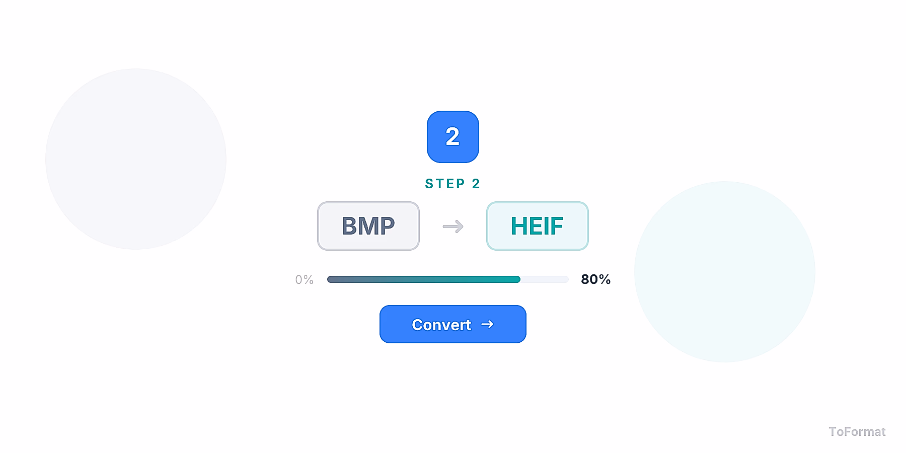 Step 2 — converting BMP to HEIF, quality settings for BMP to HEIF on ToFormat