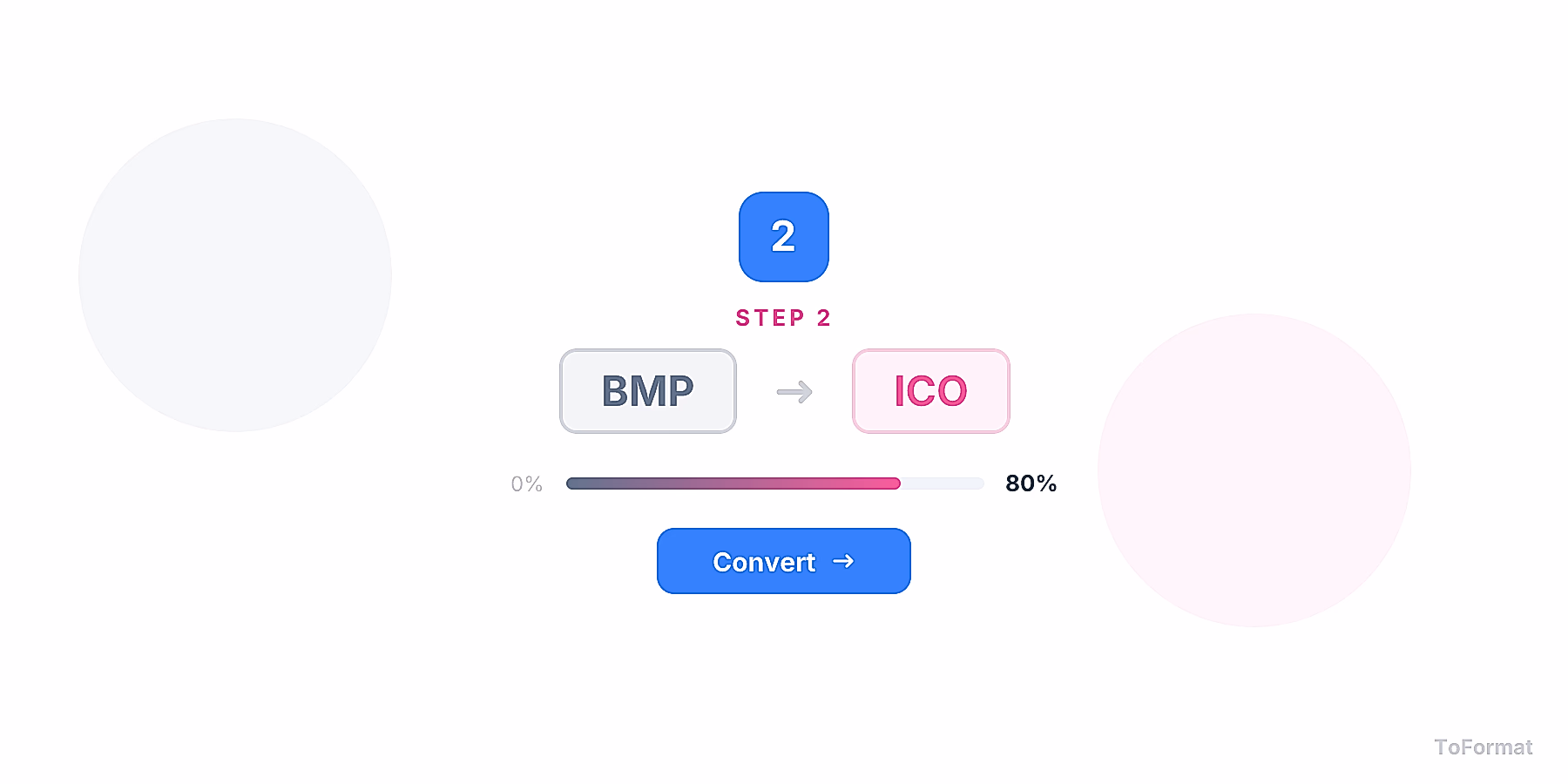 Step 2 — converting BMP to ICO, quality settings for BMP to ICO on ToFormat