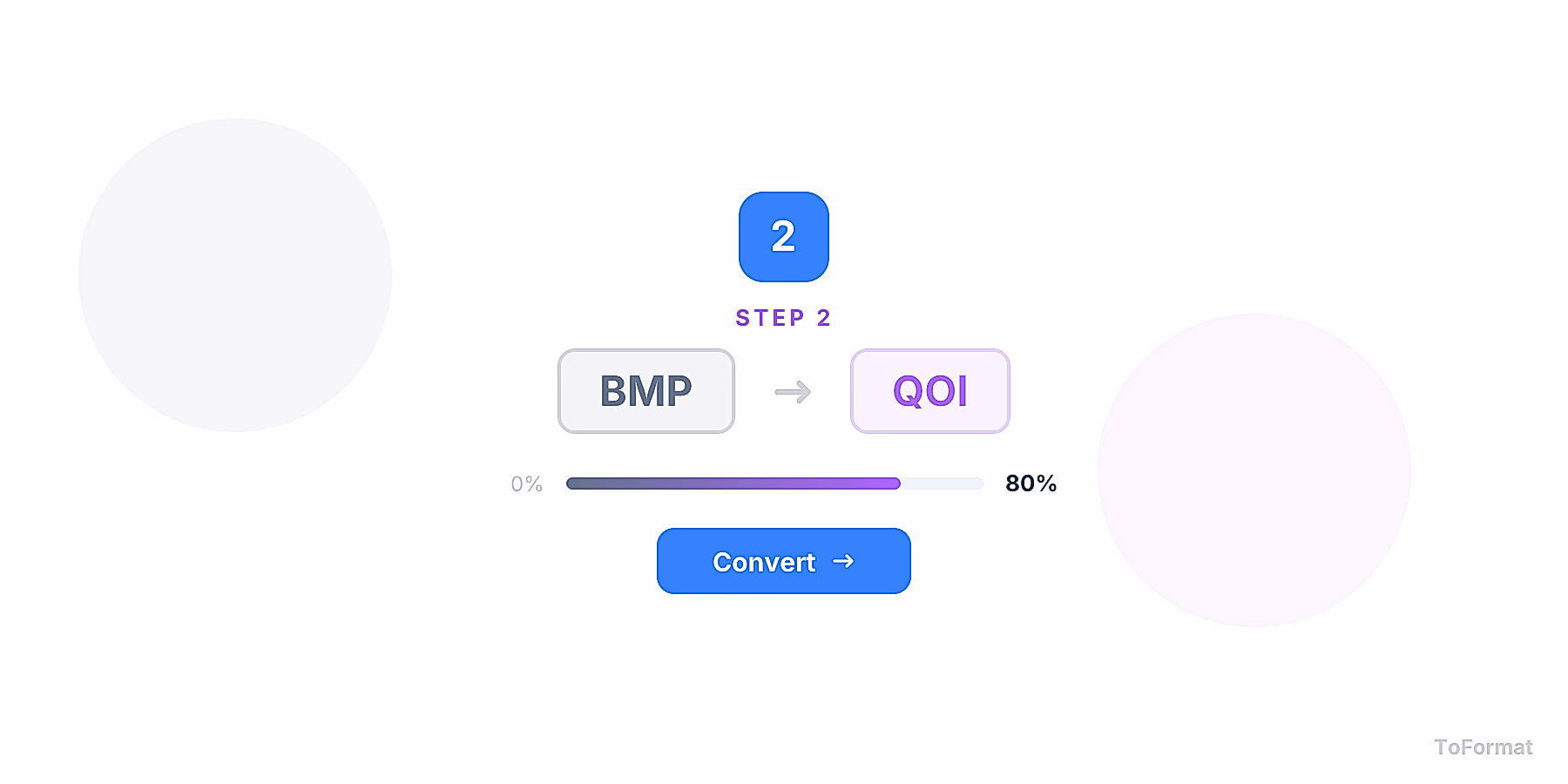 Step 2 — converting BMP to QOI, quality settings for BMP to QOI on ToFormat