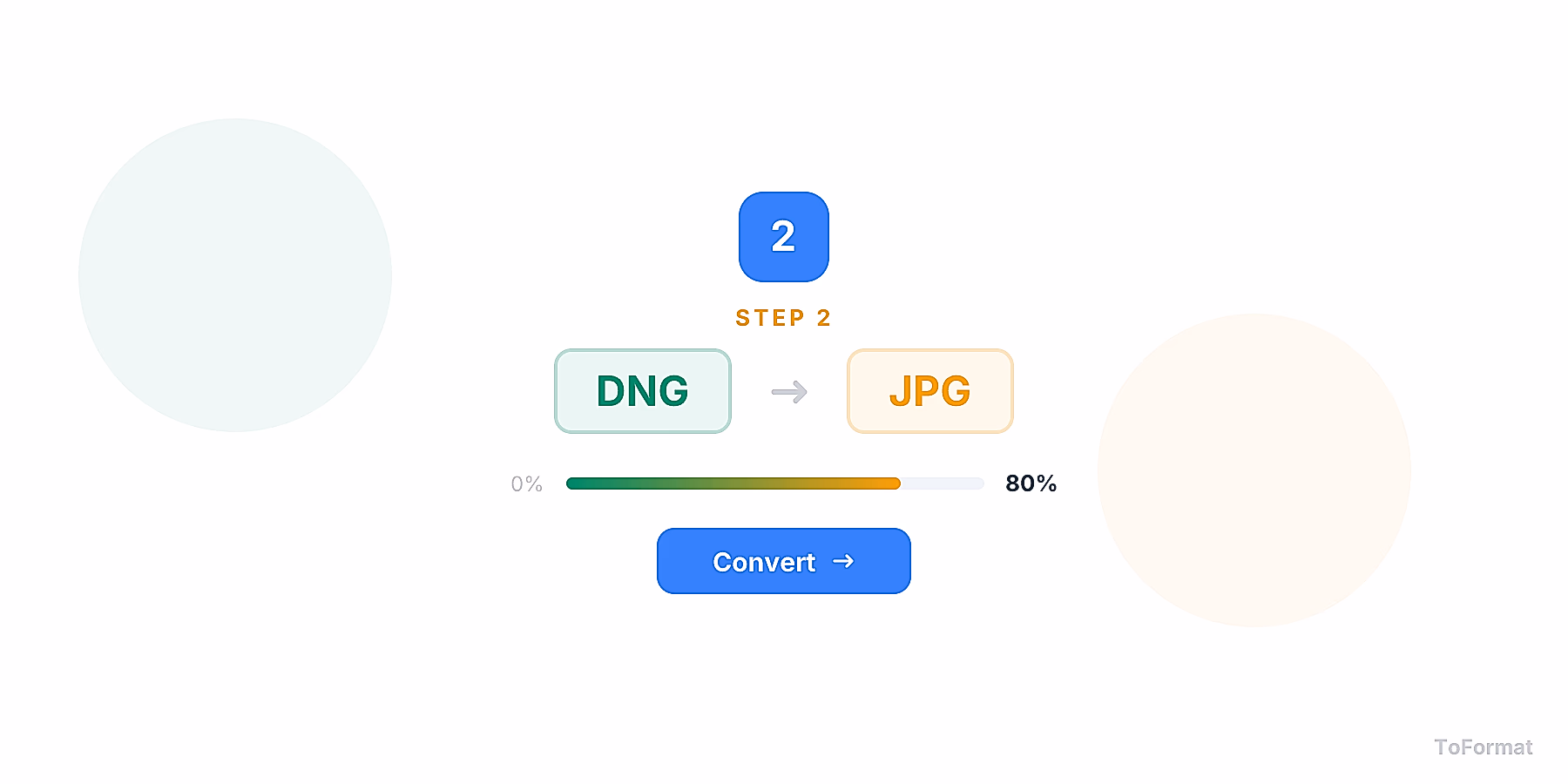 Step 2 — converting DNG to JPG, quality settings for DNG to JPG on ToFormat