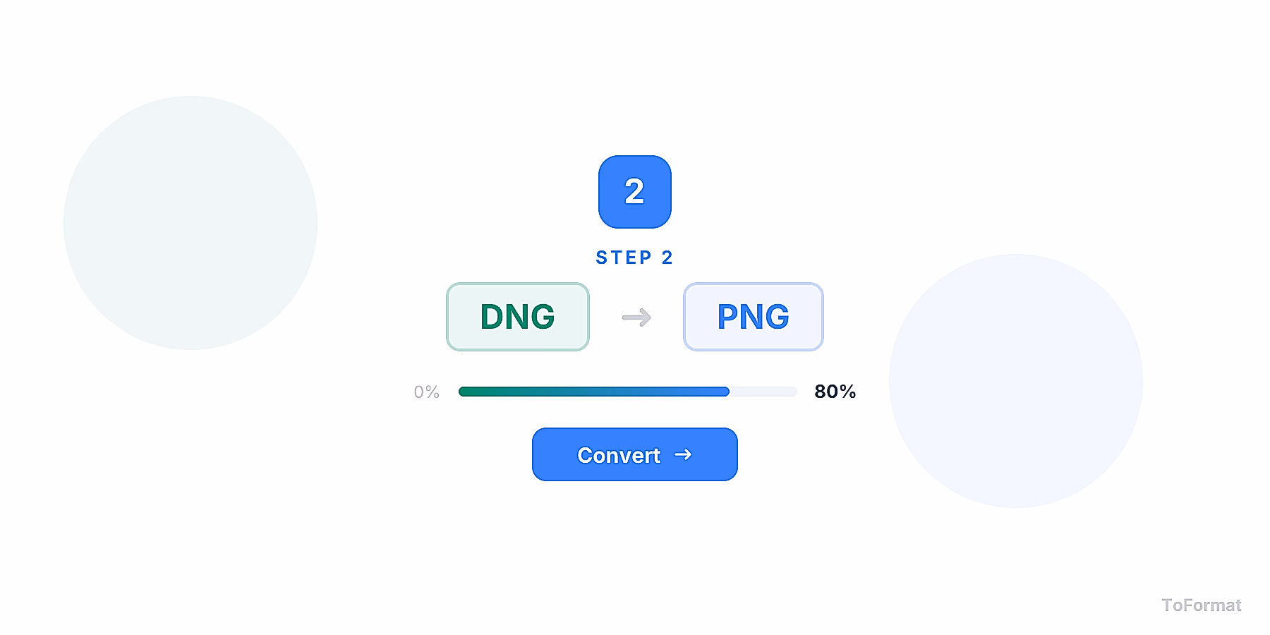 Step 2 — converting DNG to PNG, quality settings for DNG to PNG on ToFormat