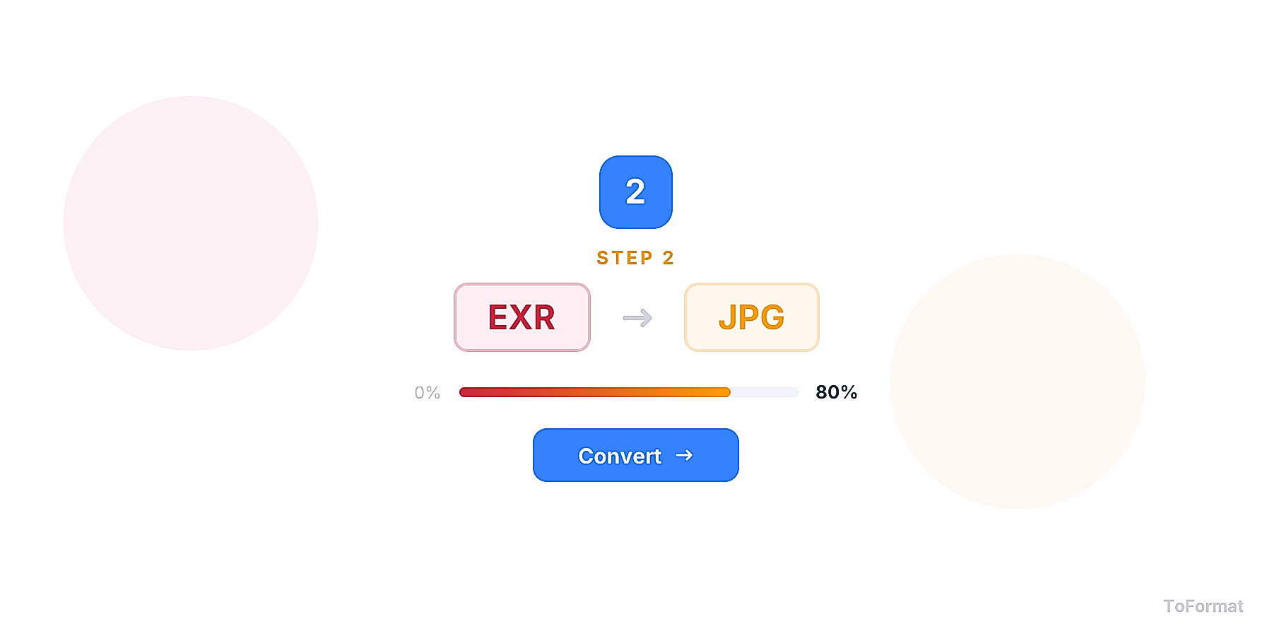 Step 2 — converting EXR to JPG, quality settings for EXR to JPG on ToFormat