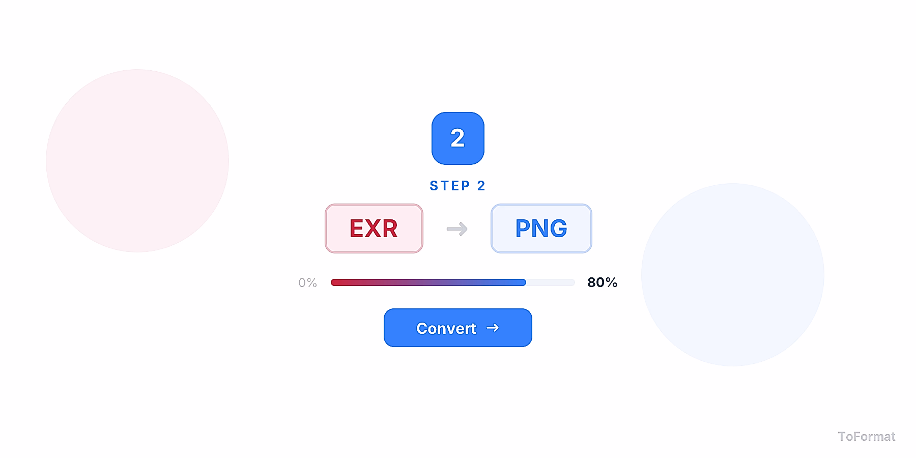 Step 2 — converting EXR to PNG, quality settings for EXR to PNG on ToFormat