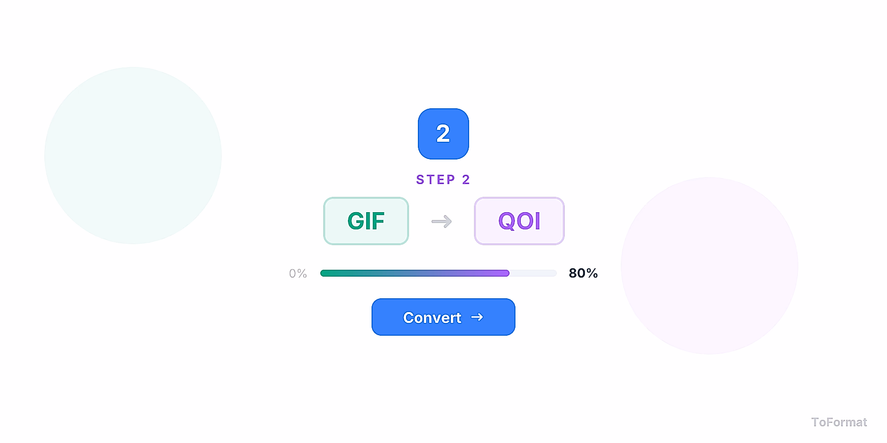 Step 2 — converting GIF to QOI, quality settings for GIF to QOI on ToFormat