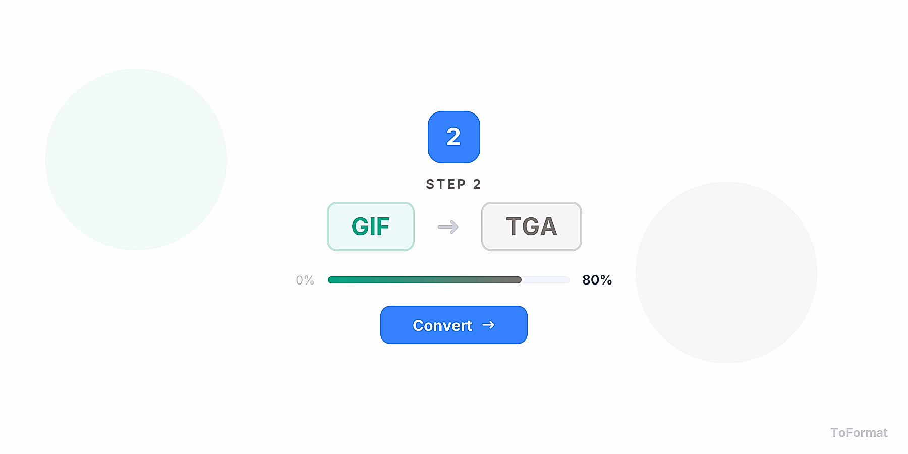 Step 2 — converting GIF to TGA, quality settings for GIF to TGA on ToFormat