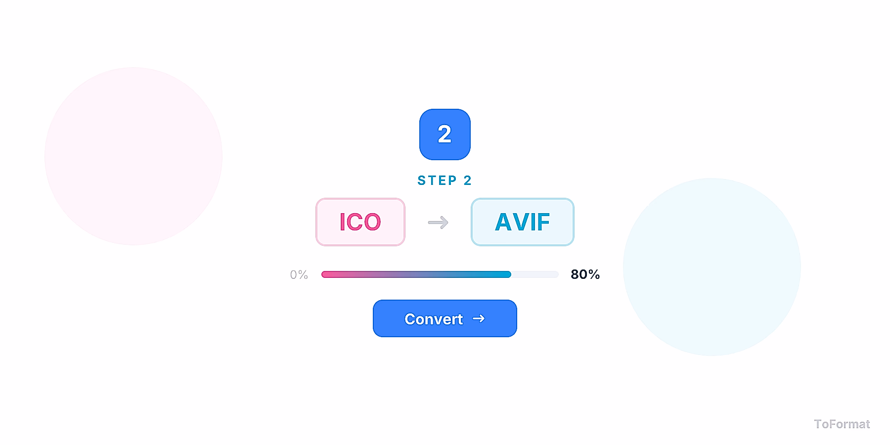 Step 2 — converting ICO to AVIF, quality settings for ICO to AVIF on ToFormat