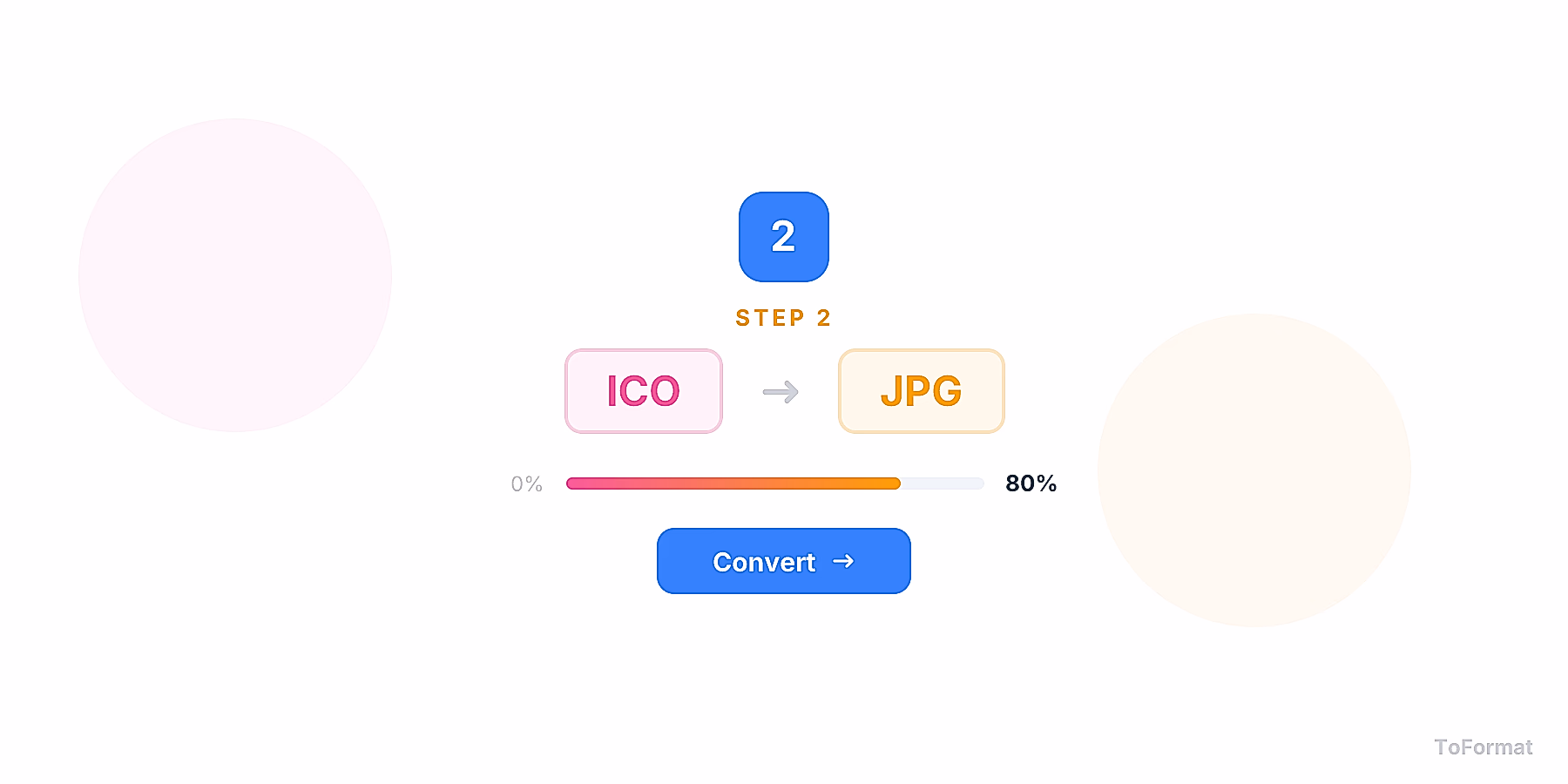 Step 2 — converting ICO to JPG, quality settings for ICO to JPG on ToFormat