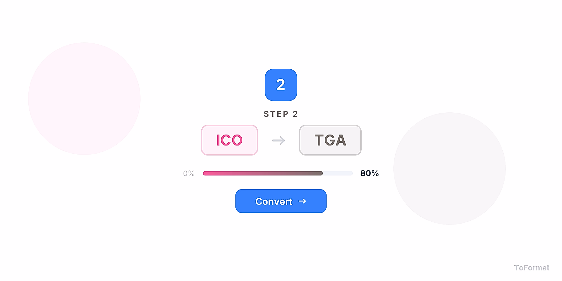 Step 2 — converting ICO to TGA, quality settings for ICO to TGA on ToFormat