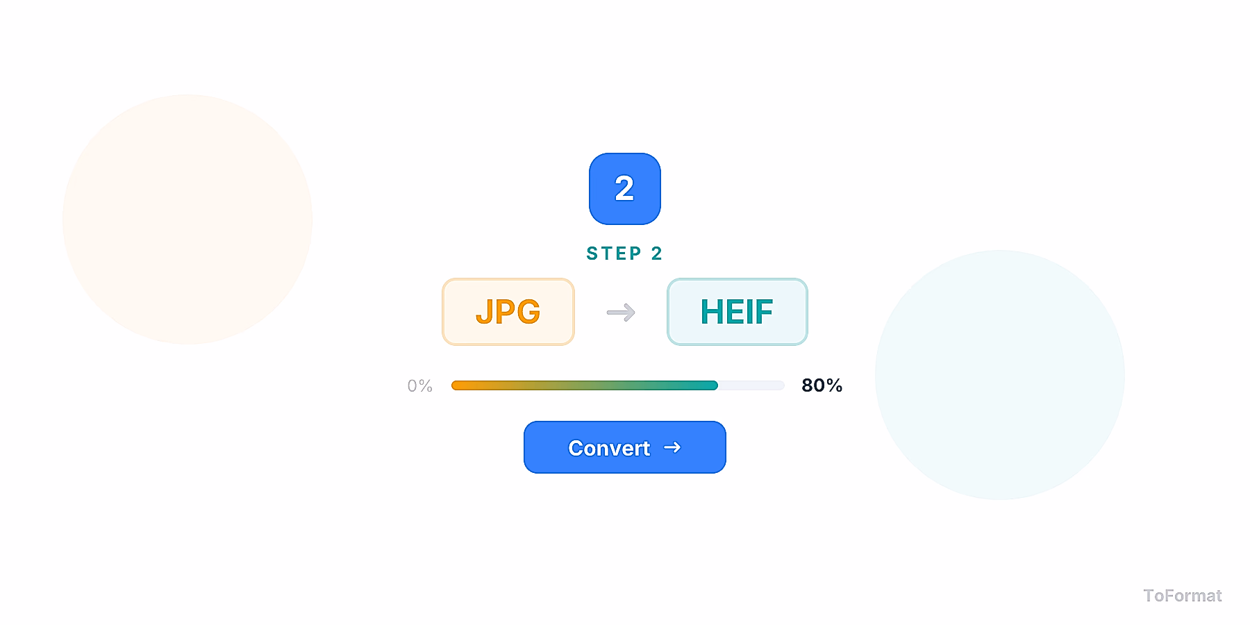 Step 2 — converting JPG to HEIF, quality settings for JPG to HEIF on ToFormat
