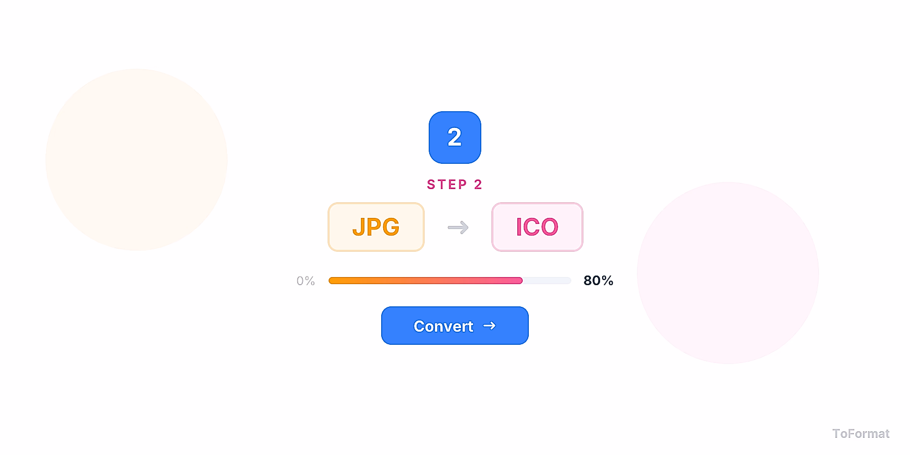Step 2 — converting JPG to ICO, quality settings for JPG to ICO on ToFormat