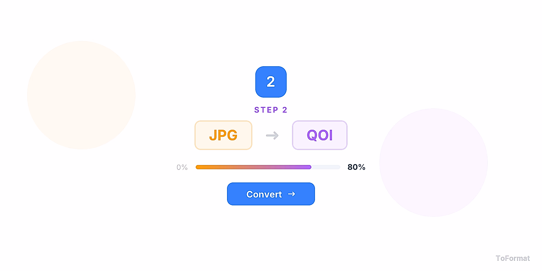Step 2 — converting JPG to QOI, quality settings for JPG to QOI on ToFormat