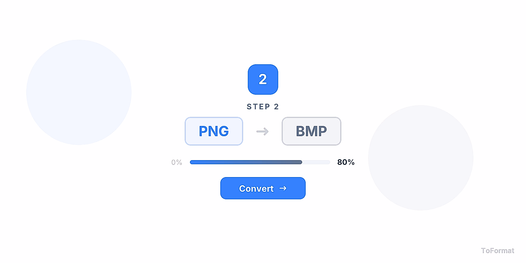 Step 2 — converting PNG to BMP, quality settings for PNG to BMP on ToFormat