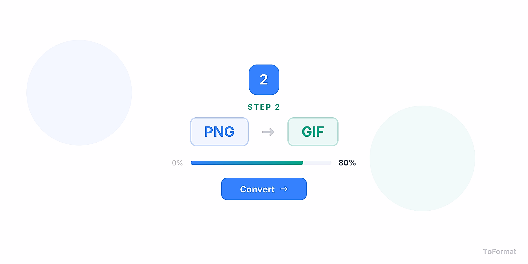Step 2 — converting PNG to GIF, quality settings for PNG to GIF on ToFormat