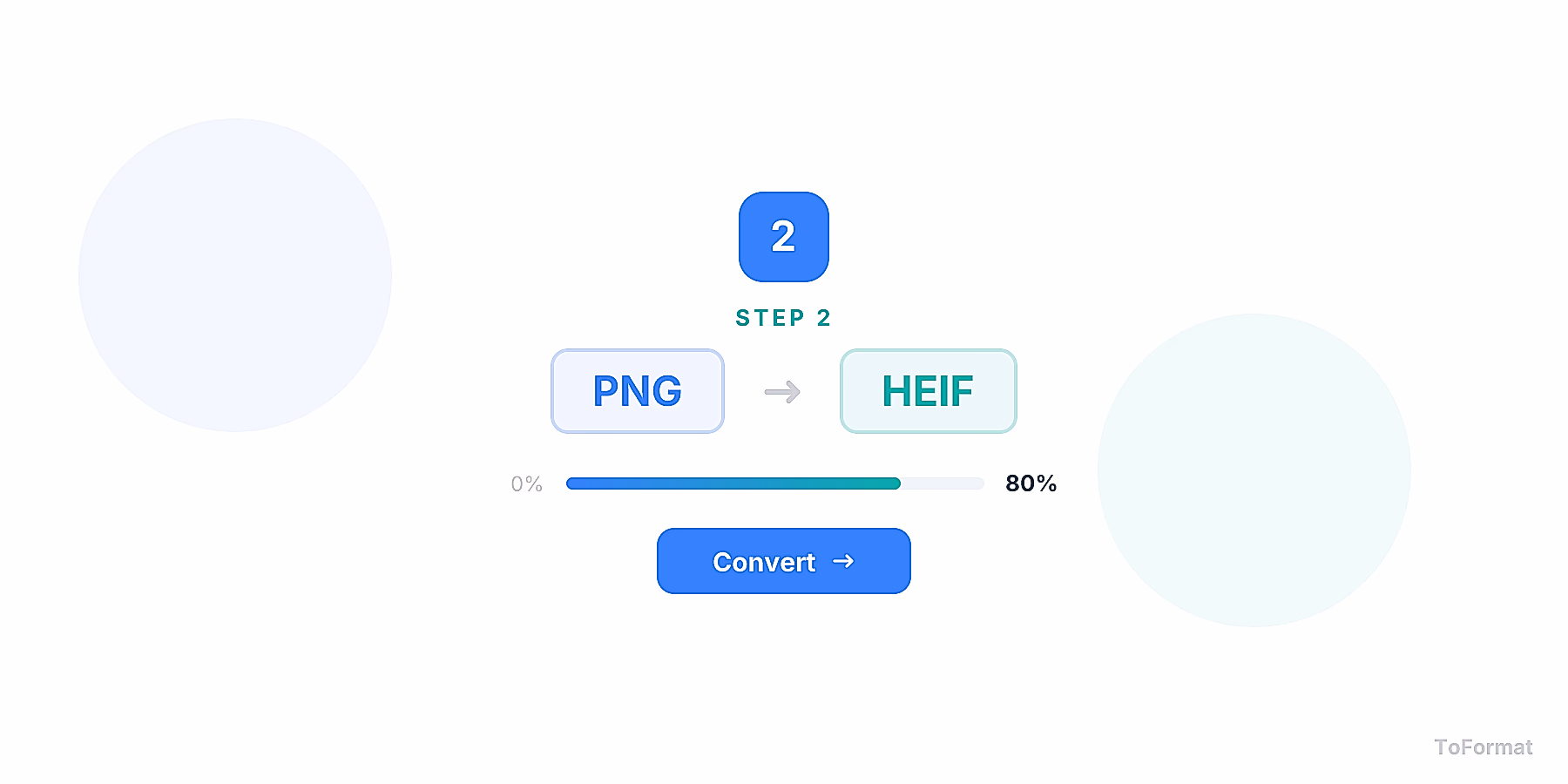 Step 2 — converting PNG to HEIF, quality settings for PNG to HEIF on ToFormat