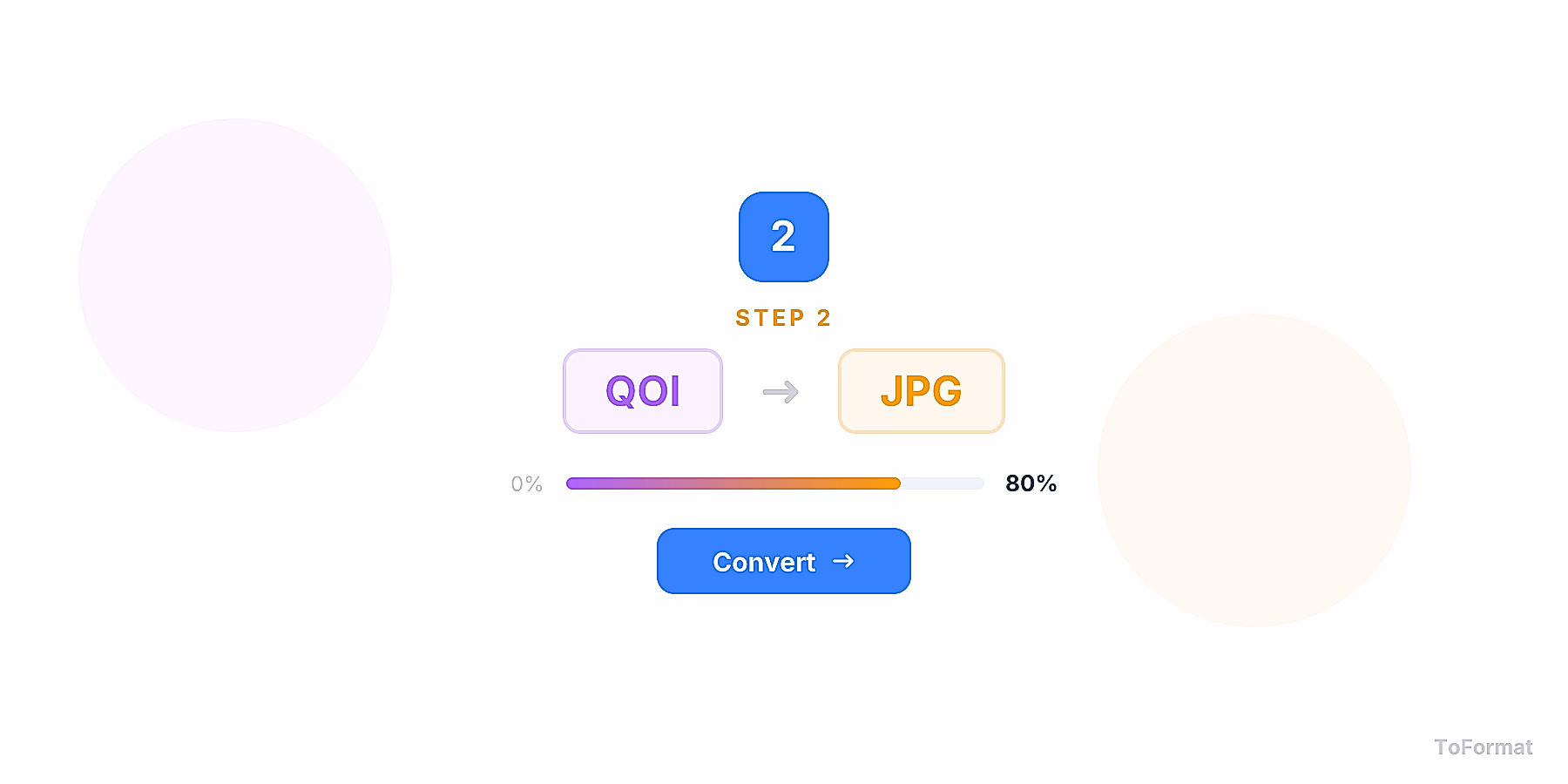 Step 2 — converting QOI to JPG, quality settings for QOI to JPG on ToFormat