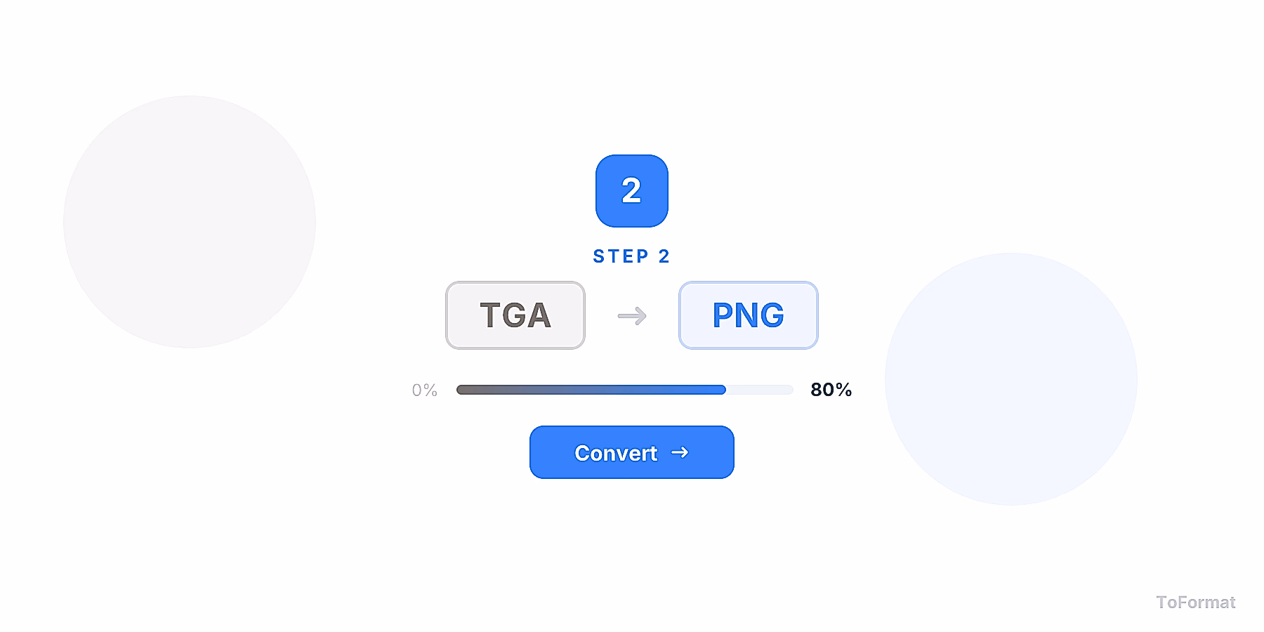 Step 2 — converting TGA to PNG, quality settings for TGA to PNG on ToFormat