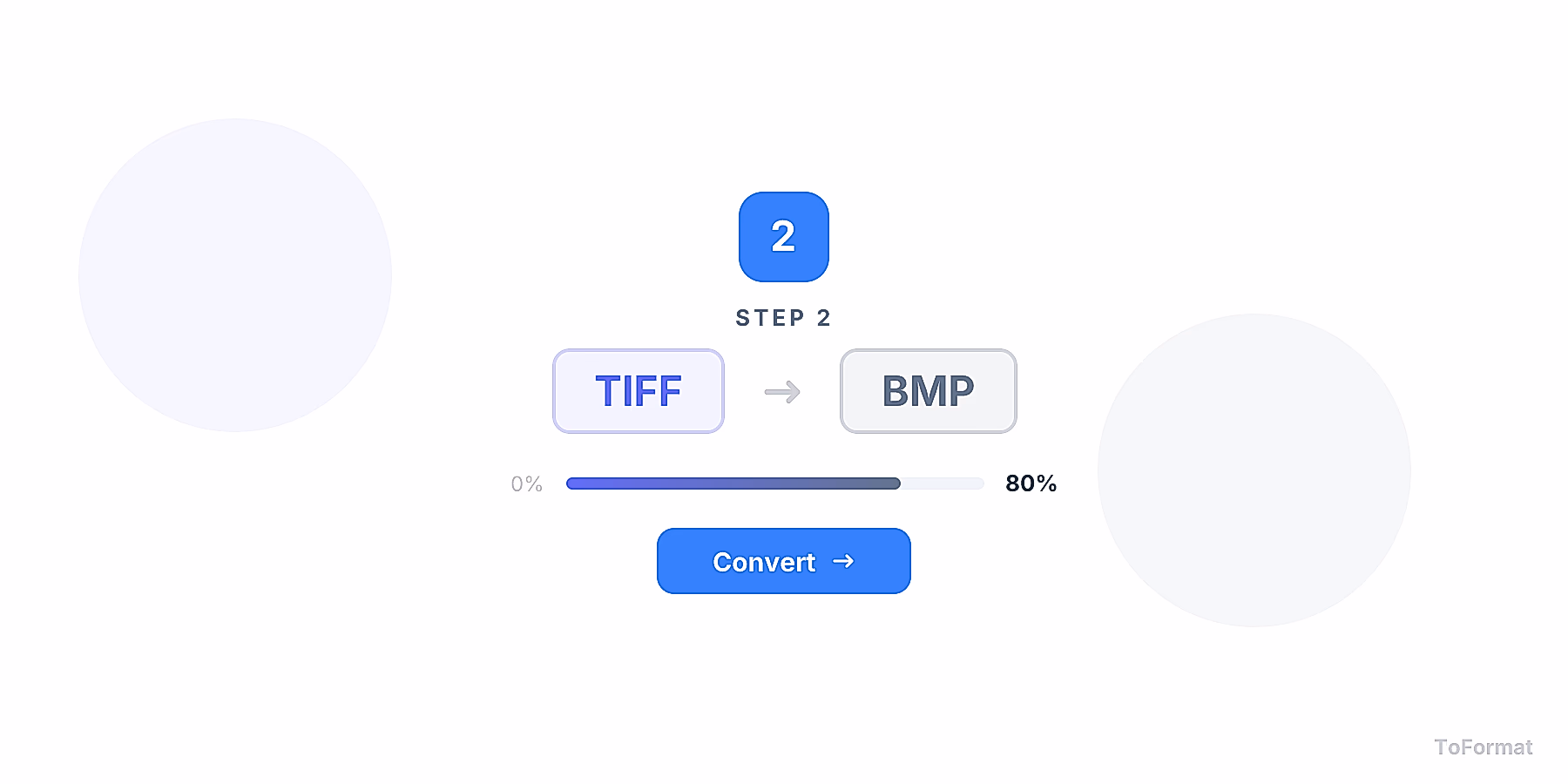 Step 2 — converting TIFF to BMP, quality settings for TIFF to BMP on ToFormat