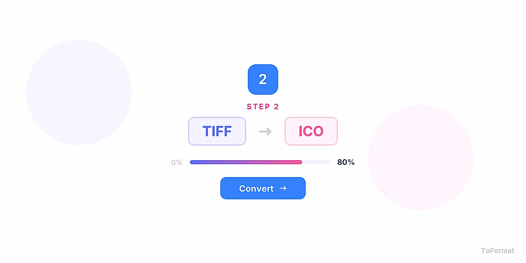 Step 2 — converting TIFF to ICO, quality settings for TIFF to ICO on ToFormat